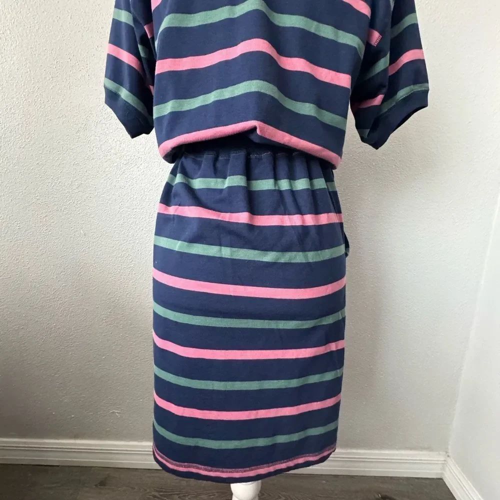 Paris Sport Club Striped Vintage Tee Shirt Dress Blue Striped SZ M - Picture 9 of 13